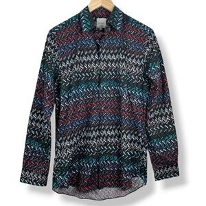 Paul Smith‎ Made in Italy Mens Size Small Shirt Multicolor Organic Abstract Top